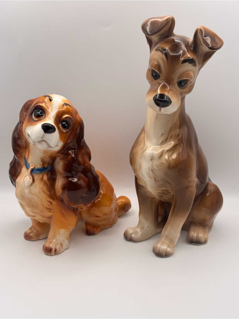 Set of 2 Vintage Walt Disney Productions Lady and the Tramp Porcelain Figurines